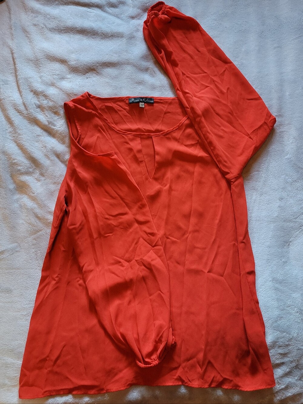 Rose & Olive | Red Keyhole Long Sleeve Blouse